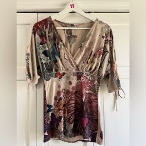 Body Central The mocha butterfly top Y2K Whimsygoth Babydoll Fairy Forest Small